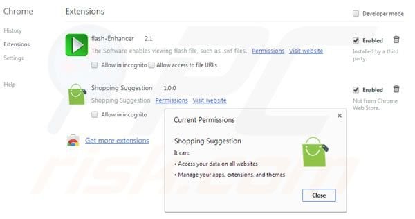 Eliminando Shopping suggestion de Google Chrome paso 2