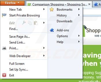 Eliminando Shopping suggestion de Mozilla Firefox paso 1