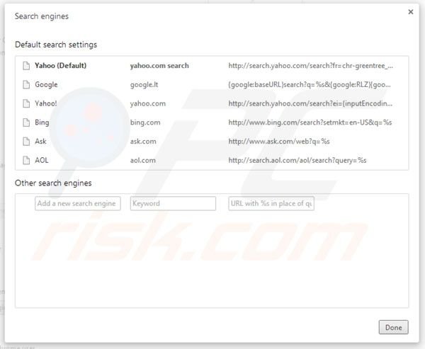 Eliminando Spigot de la configuración del motor de búsqueda por defecto de Google Chrome