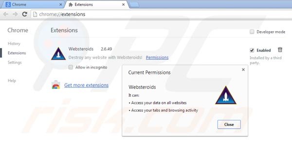 Eliminando Websteroids de Google Chrome paso 2