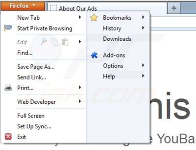Eliminando You-bar de Mozilla Firefox paso 1