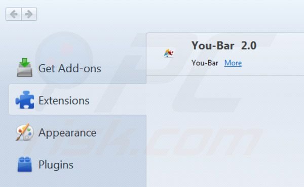 Eliminando You-bar de Mozilla Firefox paso 2