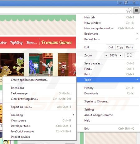 Eliminando Arcadeparlor de las extensiones de Google Chrome paso 1