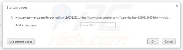 Eliminando la página principal awesomehp.com de Google Chrome