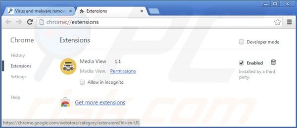 Eliminando Media View de Google Chrome paso 2