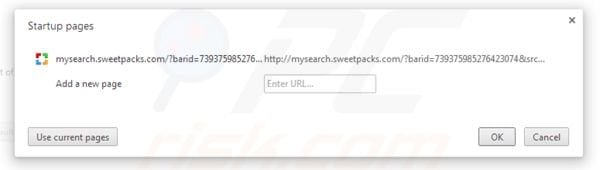 Eliminando mysearch.sweetpacks.com de la página de inicio de Google Chrome