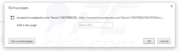 Eliminando mysearch.sweetpacks.com de la página de inicio de Google Chrome