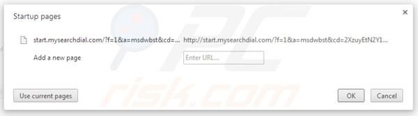 Eliminando mysearchdial.com de la página de inicio de Google Chrome