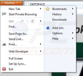 Eliminando okitspace de Mozilla Firefox paso 1