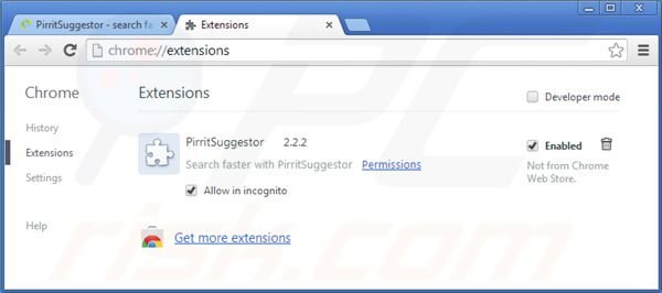 Eliminando Pirrit Suggestor de Google Chrome paso 2