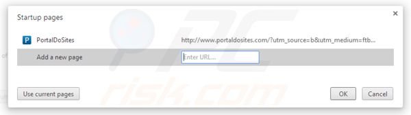 Eliminando portaldosites.com de la página de inicio de Google Chrome