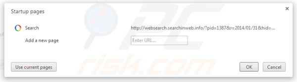 Eliminando Websearch.searchinweb.info de la página de inicio de Google Chrome