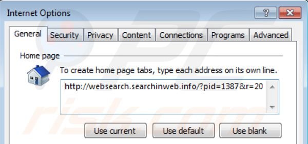 Eliminando websearch.searchinweb.info de la página de inicio de Internet Explorer