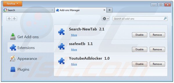 Eliminando websearch.searchsun.info de las extensiones de Mozilla Firefox