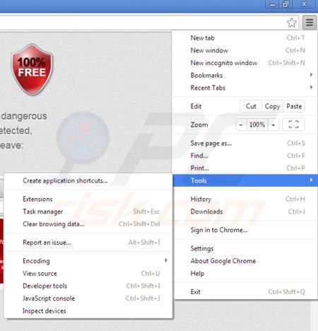 Eliminando Web Protect de Google Chrome paso 1