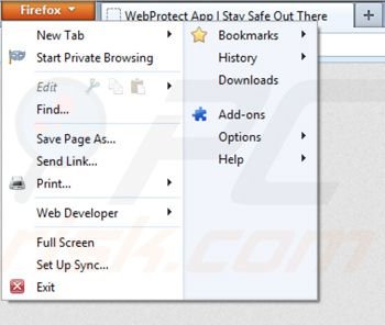 Eliminando Web Protect de Mozilla Firefox paso 1