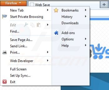 Eliminando Web Save de las extensiones de Mozilla Firefox paso 1