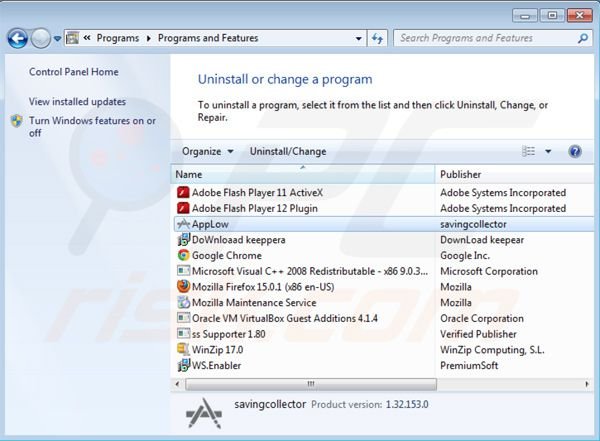 desinstalar Web Save desde el Panel de control