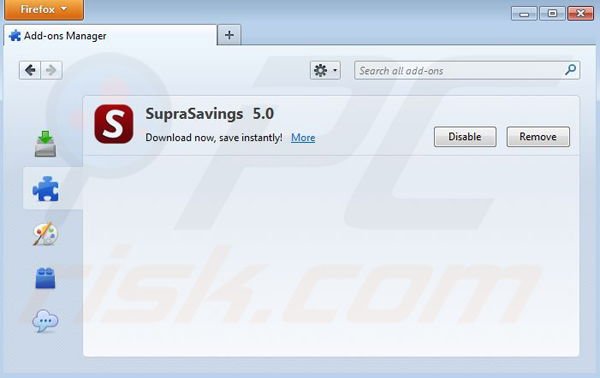 Eliminando los anuncios de All Day Savings de Mozilla Firefox paso 2