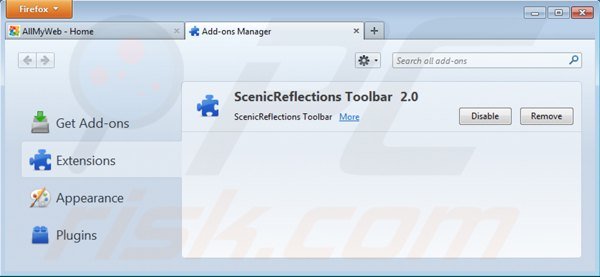Eliminando las extensiones relacionadas con allmyweb.com de Mozilla Firefox