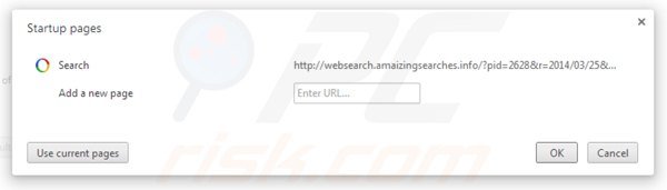 Eliminando websearch.amaizingsearches.info de la página de inicio de Google Chrome