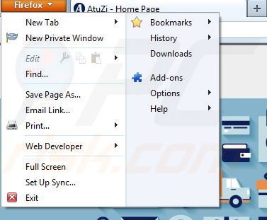 Eliminando AtuZi de Mozilla Firefox paso 1