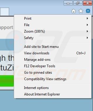 Eliminando AtuZi de Internet Explorer paso 1