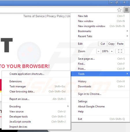 Eliminando buzz-it de Google Chrome paso 1