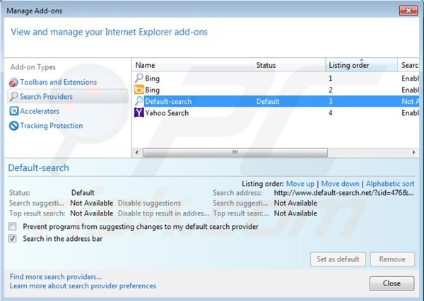 Eliminando default-searchnet.net del buscador predeterminado de Internet Explorer