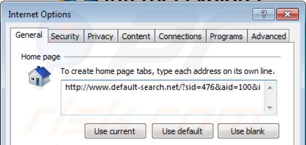 Eliminando default-searchnet.net de la página de inicio de Internet Explorer