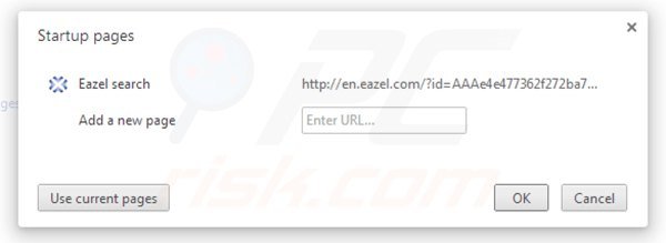 Eliminando eazel.com de la página de inicio de Google Chrome