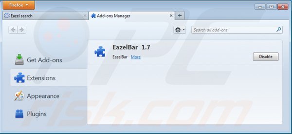 Eliminando la barra Eazel de las extensiones de Mozilla Firefox