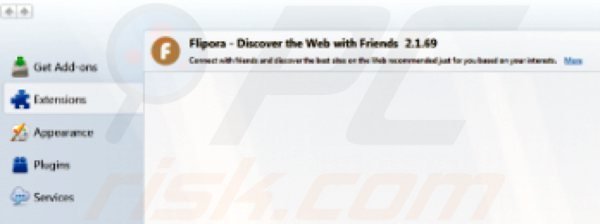 Eliminando flipora de las extensiones de Mozilla Firefox