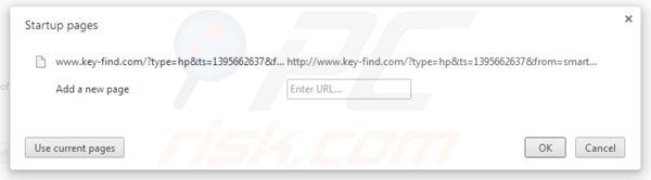 Eliminando key-find.com de la página de inicio de Google Chrome