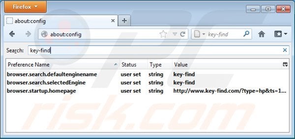 Eliminar key-find.com de la configuración del motor de búsqueda por defecto de Mozilla Firefox