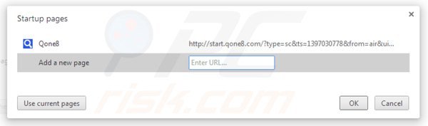 Eliminando start.qone8.com de la página de inicio de Google Chrome