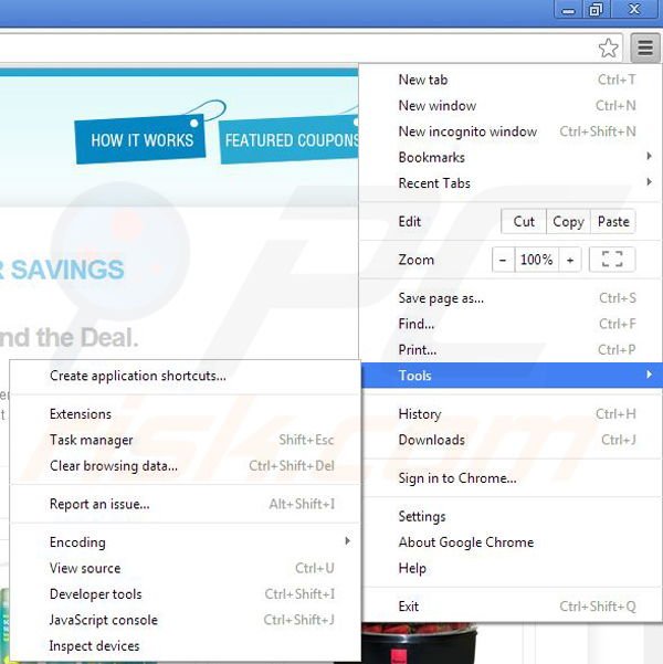 Eliminando RR Savings de Google Chrome paso 1