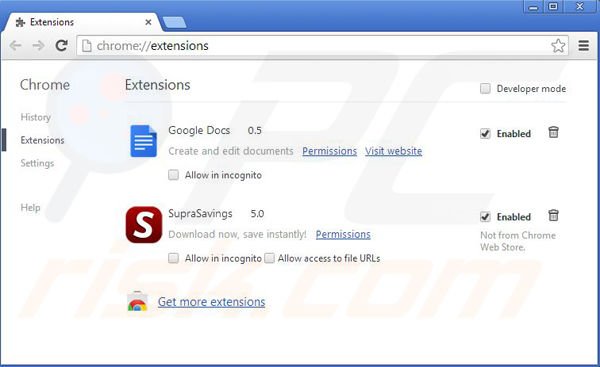 Eliminando RR Savings de Google Chrome paso 2