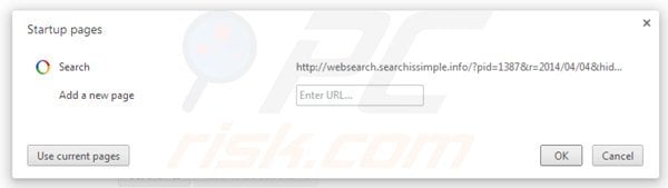 Eliminando websearch.searchissimple.info de la página de inicio de Google Chrome