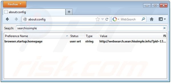 Eliminar websearch.searchissimple.info de la configuración del motor de búsqueda por defecto de Mozilla Firefox