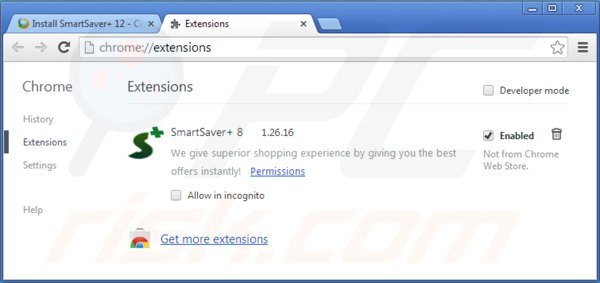 Eliminando smartsaver de Google Chrome paso 2
