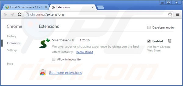 Eliminando smartsaver de Google Chrome paso 2