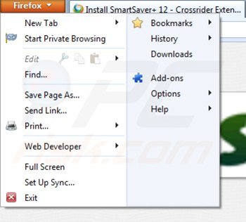 Eliminando smartsaver de Mozilla Firefox paso 1