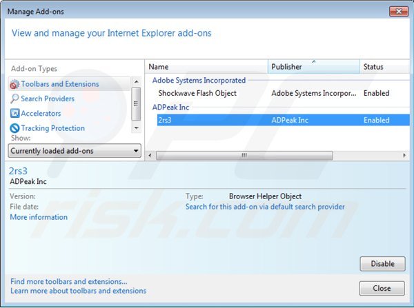 Eliminando supra Savings de Internet Explorer paso 2