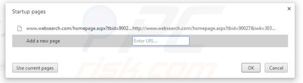 Eliminando websearch.com de la página de inicio de Google Chrome