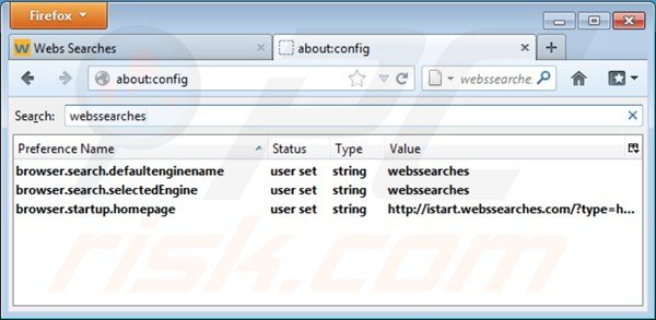Eliminar istart.webssearches.com de la configuración del motor de búsqueda por defecto de Mozilla Firefox