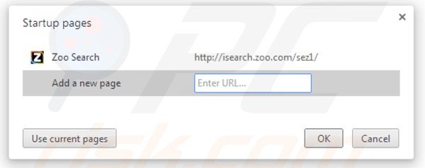 Eliminando isearch.zoo.com de la página de inicio de Google Chrome