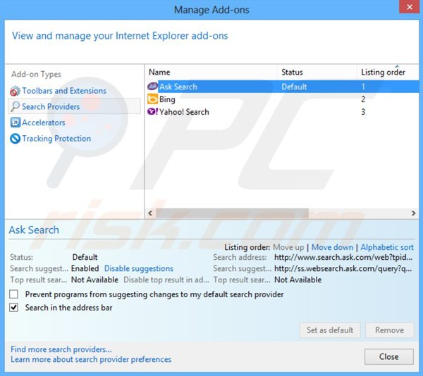 Eliminar ask social toolbar del motor de búsqueda por defecto de Internet Explorer