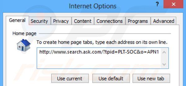 Eliminando ask social toolbar de la página de inicio de Internet Explorer