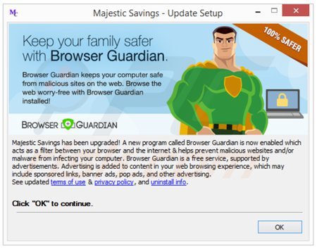 Instalador del software publicitario Browser Guardian